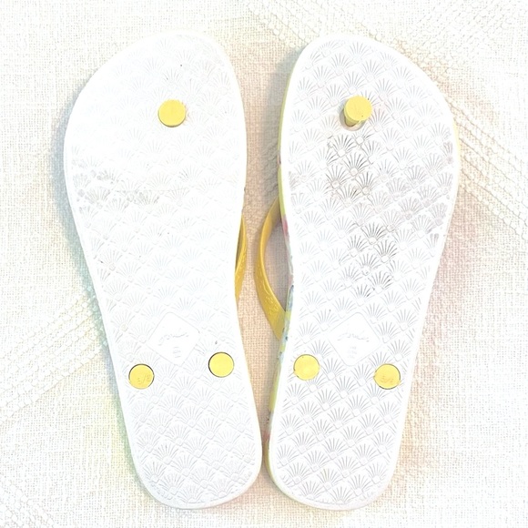 Joules Flip Flops in Yellow Floral Size US8 EU39 UK6 - Picture 3 of 7